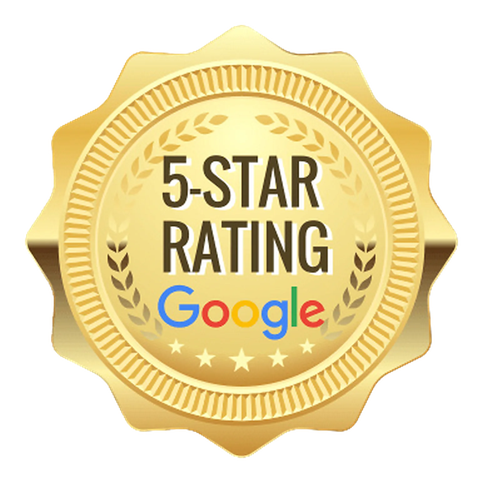 Gold medal badge with a 5-star rating and Google logo